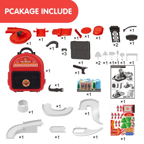 FEBFOXS Toy Car, Ramp Track Climbing Hills Cars, Vehicles Car Tracks Construction Play Set with Backpack for Preschool Gifts Kids Ages 1-3 Years Old Boys and Girls - 图片 2