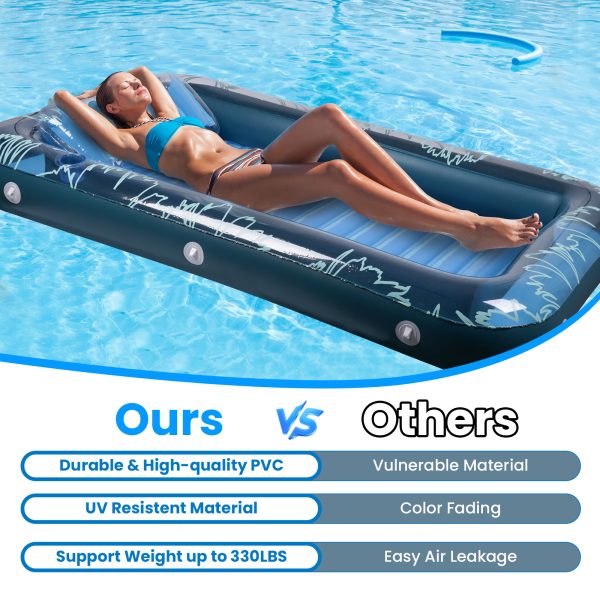 Inflatable Tanning Pool Lounger Float, Extra Large Suntan Sun Tan tub for Adults & Kids, Tanning chair, Bed Blow up, Raft Lounge Floatie - Image 2