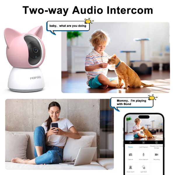Febfoxs 2K Baby Monitor, 5G&2.4G Home Security Camera, Baby Camera, Motion Detection, 2-Way Audio, Night Vision for Baby and Pet Monitor - 图片 7