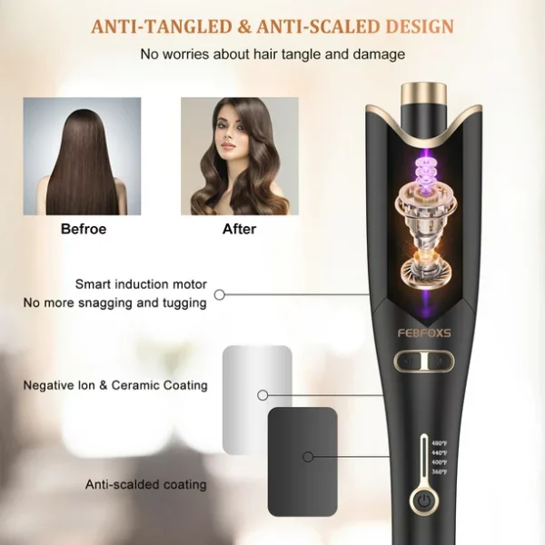 Direct Curling Irons,Curling Iron Professional with 2" Large Rotating Barrel & 4 Temps,Salon Curl Hair,30S Fast Heating,Gold - Image 5