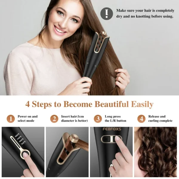 Direct Curling Irons,Curling Iron Professional with 2" Large Rotating Barrel & 4 Temps,Salon Curl Hair,30S Fast Heating,Gold - Image 7