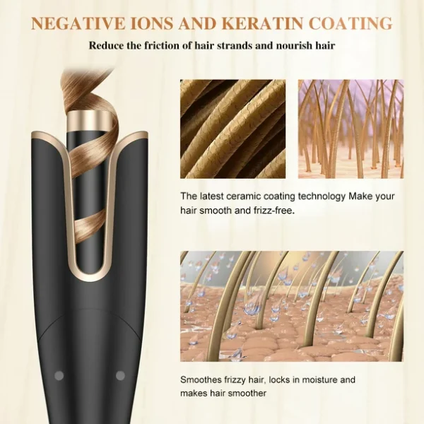 Direct Curling Irons,Curling Iron Professional with 2" Large Rotating Barrel & 4 Temps,Salon Curl Hair,30S Fast Heating,Gold - Image 9