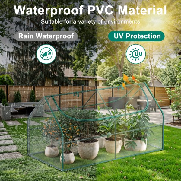 Mini Greenhouse, Portable Green House for Outdoor Indoor with PVC Cover, Roll-Up Zipper Doors, Waterproof & UV Protected for Garden Patio Backyard, 71" x 36" x 36" - Image 4
