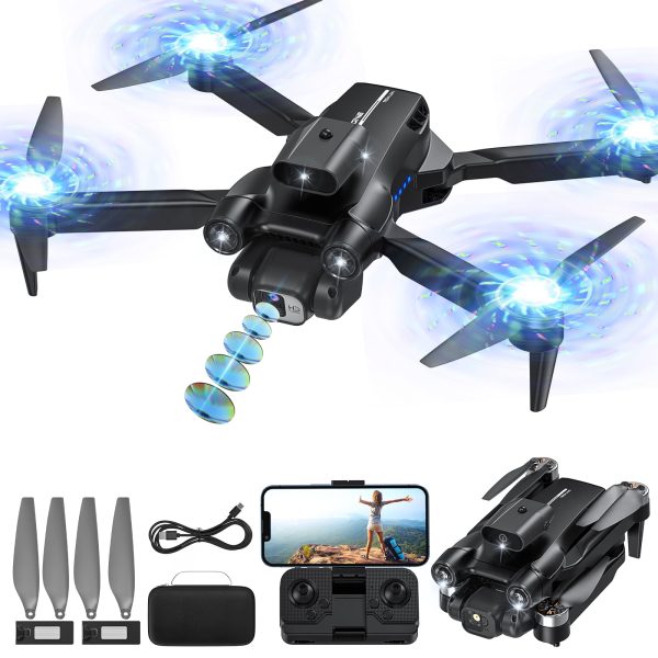 Upgrade FEBFOXS LH-X77PRO Kids Drone with Camera - 4K Camera and 1080P Drone, RC Quadcopter, Foldable for Adults and Beginners, 360° Active Obstacle Avoidance, Auto Return Home, 2 Batteries Included