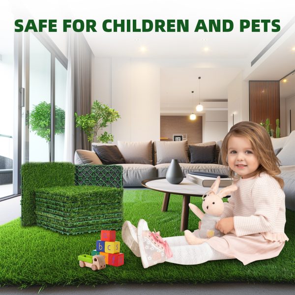 Artificial Grass Tiles Interlocking Turf Deck Set 12 Pack - 12"x12" Artificial Grass Self-draining Mat Flooring Decor Pad for Dog Pet Indoor Outdoor - 图片 4