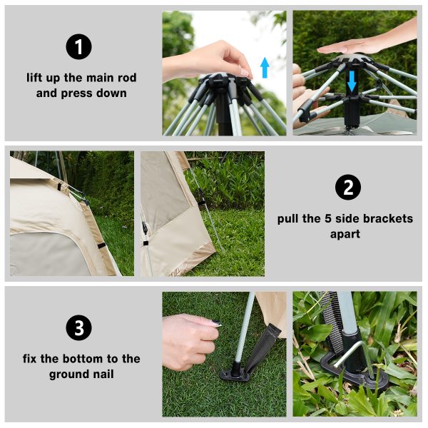 6-8 Person Tent with Removable Rain Fly and Carrying Bag, Waterproof, Easy Setup for Camping/Family Outdoor/Hiking/Backpacking/Beach (Copy) - Image 6