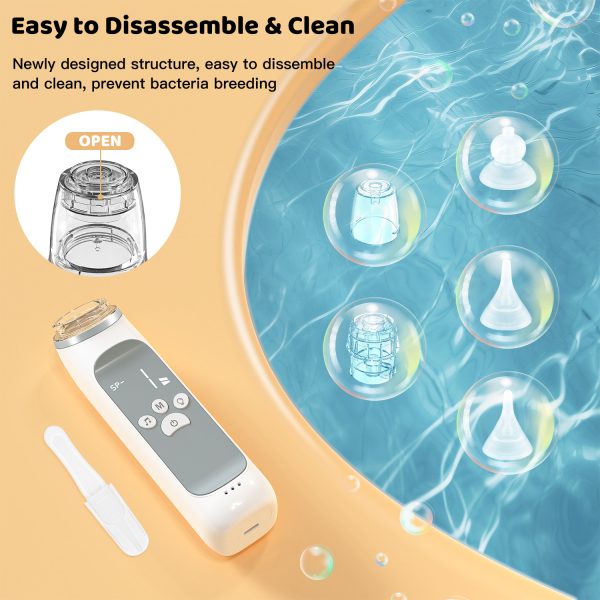 FEBFOXS Baby Nasal Aspirator, Baby Nose Sucker, Electric Nose Aspirator for Toddler, Automatic Baby Nose Cleaner with 3 Suction Level & Music & Light, White - 图片 5