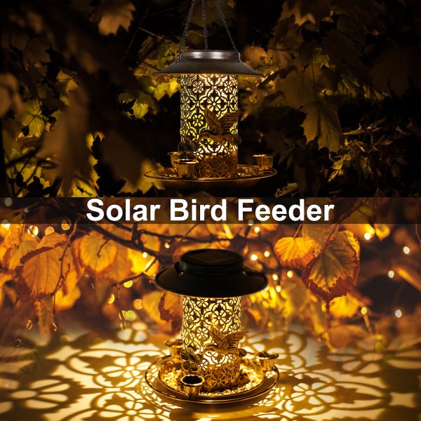 Solar Bird Feeder for Outdoors Hanging Metal Wild Bird Feeder for Solar Garden Lantern with Hook - 图片 6