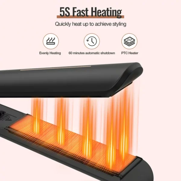 Febfoxs Professional Flat Iron 2 in 1 Hair Straightener & Curling Iron Styling Tool,5s Fast Heat 1" Ceramic Flat Iron,Adjustable Temp,LED Display,Black - Image 5