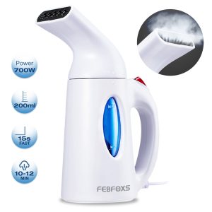 Upgrade FEBFOXS Home Steamer for Clothes,700w Portable Garment Steamer,Auto Shut-off Function,Wrinkles/Steam/Soften/Clean/Sterilize,White