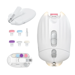 FEBFOXS Baby Nail Clipper Electric, Baby Nail Trimmer with Ligh, Nail File Manicure Set for Newborn Toddler and Adults