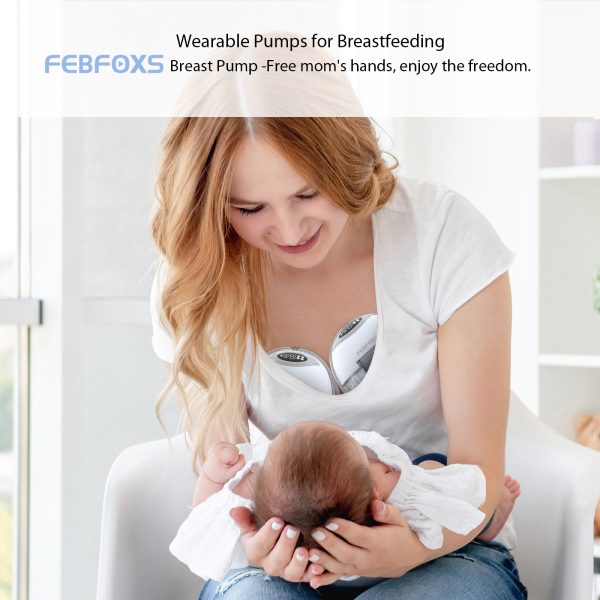 FEBFOXS Double Wearable Breast Pump, Hands-Free Portable Breast Pump with 4 Mode & 12 Levels, Electric Silent Breast feeding Breast Pump for Work and Outdoor, 17/19/21mm Flanges - Image 4