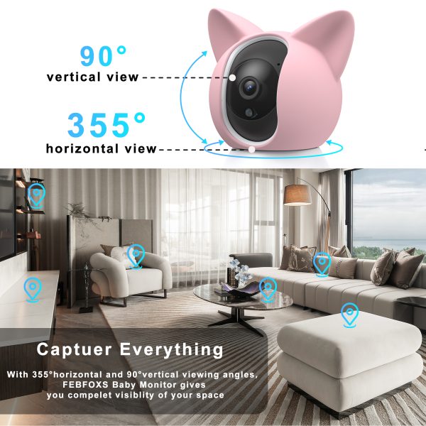 Febfoxs 2K Baby Monitor, 5G&2.4G Home Security Camera, Baby Camera, Motion Detection, 2-Way Audio, Night Vision for Baby and Pet Monitor - 图片 5