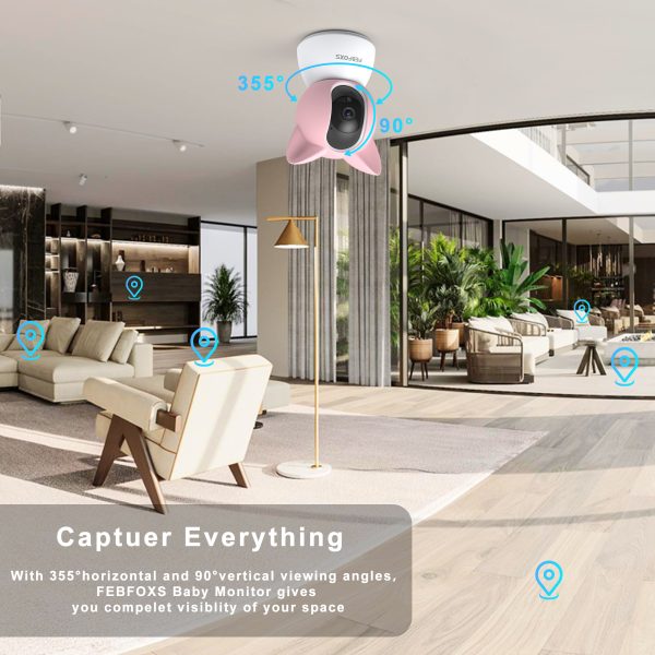 Febfoxs 2K Baby Monitor, 5G&2.4G Home Security Camera, Baby Camera, Motion Detection, 2-Way Audio, Night Vision for Baby and Pet Monitor - 图片 2
