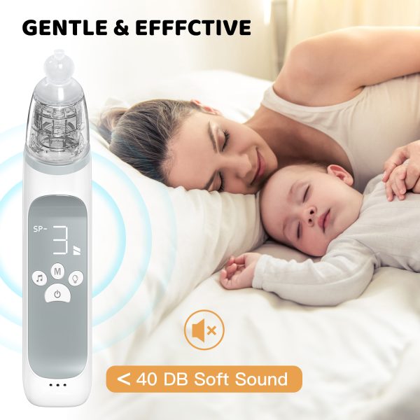 FEBFOXS Baby Nasal Aspirator, Baby Nose Sucker, Electric Nose Aspirator for Toddler, Automatic Baby Nose Cleaner with 3 Suction Level & Music & Light, White - 图片 3