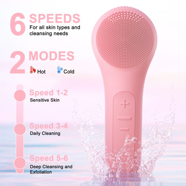 NEXPURE Face Scrubber,Upgraded Facial Cleansing Brush,Magnetic Rechargeable Silicone Face Brush for Cleansing, Exfoliating, Heating Massage,6 Speeds - 图片 3
