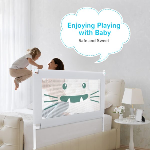 FEBFOXS 59" Toddler Bed Rails, Bed Rail for Toddlers, 30 Levels of Height Adjustment Baby Bed Rail Guard, Foldable Safety Baby Crib Rail for Children (Grey, 1 Side) - 图片 2