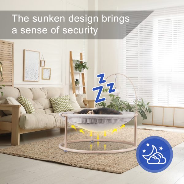 Cat Hammock, Cat Hammock Bed, Cat Bed, Detachable Pet Hammock Bed, Hanging Elevated Cat Nest, Pet Bed Suitable for Indoor Outdoor, off-White - 图片 6