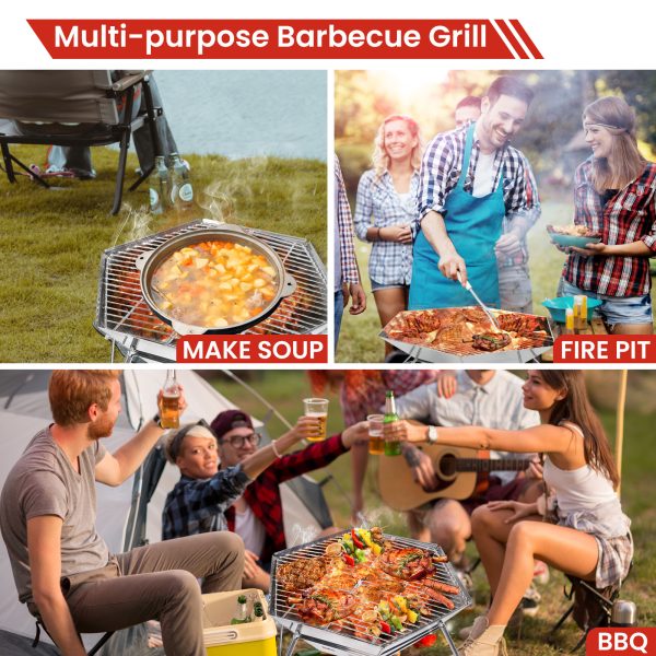 Charcoal Barbecue Grill, Folding Portable BBQ Grill, Stainless Steel Charcoal Stove for Home Party Outdoor - 图片 2