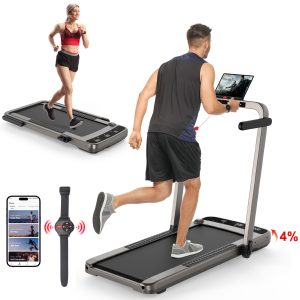 Under Desks Treadmill, 2.5HP 2 in 1 Folding Treadmill with incline APP for Home Office with Remote Control 300lbs