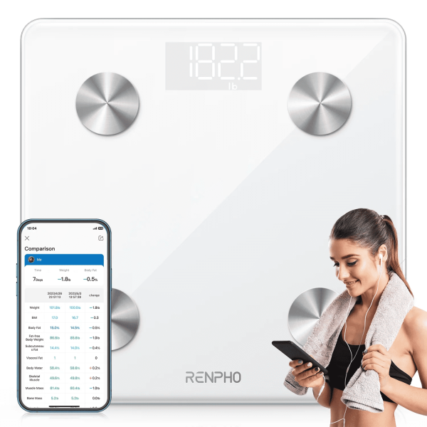 NEXPURE Digital Body Weight Scale, Bluetooth Smart Scales for Weight, 400 lbs, White