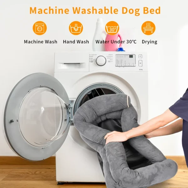 Dog Bed for Large Dogs, Washable Pet Bed with Removable Cushion, Warming Calming Pet Sofa Suitable for Pets Dogs, Gray - 图片 6