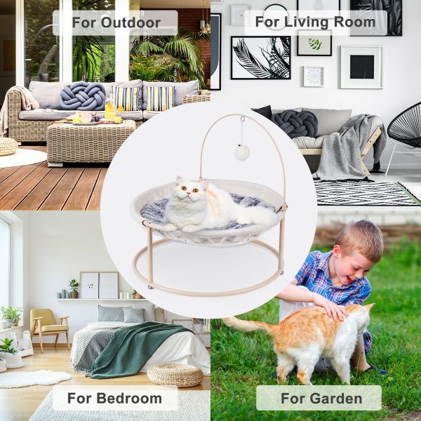 Cat Hammock, Cat Hammock Bed, Cat Bed, Detachable Pet Hammock Bed, Hanging Elevated Cat Nest, Pet Bed Suitable for Indoor Outdoor, off-White - 图片 2