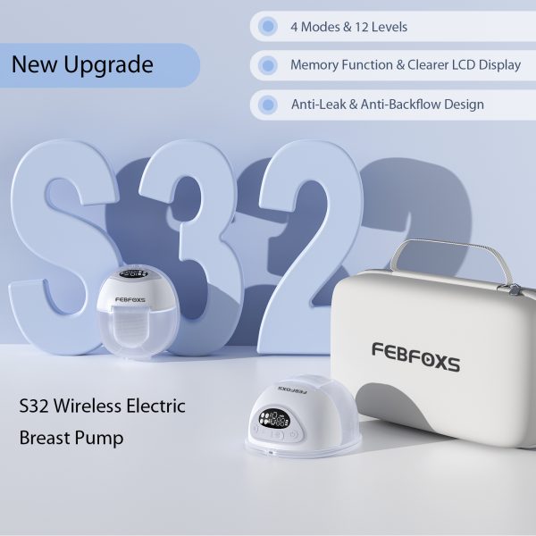 FEBFOXS Double Wearable Breast Pump, Hands-Free Portable Breast Pump with 4 Mode & 12 Levels, Electric Silent Breast feeding Breast Pump for Work and Outdoor, 17/19/21mm Flanges - Image 2