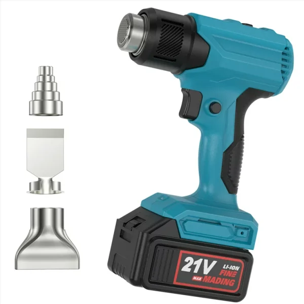 Cordless Heat Gun Fast Heating Soldering Hot Air Gun 122℉-1022℉ Variable Temperature Control with 3 Nozzles