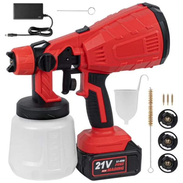 Cordless Paint Sprayer,  Electric HVLP Powerful Spray Gun with 3 Spray Patterns and Adjustable Valve Knob for Painting Ceiling, Fence, Cabinets - 图片 5