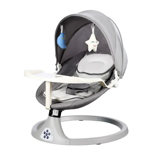 FEBFOXS Baby Swing for Infants, Electric Bluetooth Swing, Music Speaker with 10 Preset Lullabies, Remote Control, Gray