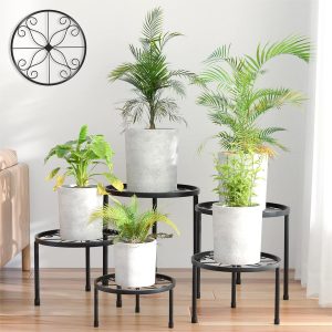 Decent Metal Plant Stands, 5-Pack Heavy Duty Flower Pot Stands for Multiple Plant, Anti-Rust Iron Plant Pot Shelf, Decoration Racks for Home Indoor and Outdoor