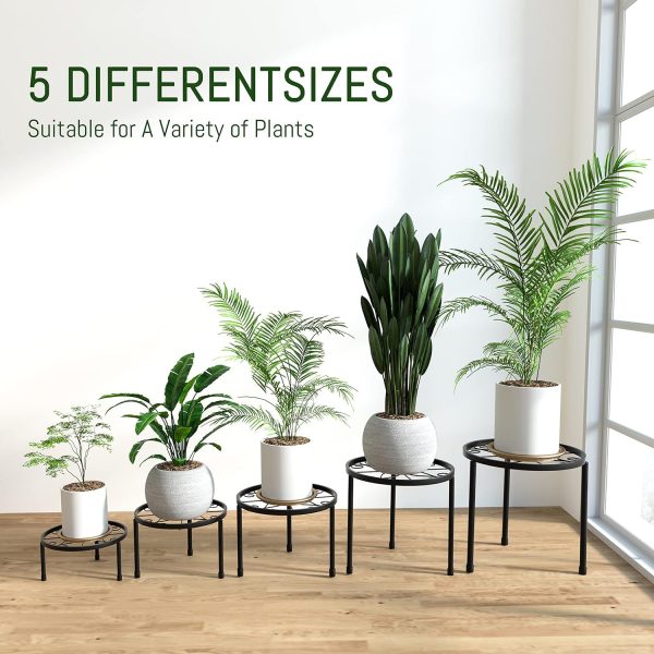 Decent Metal Plant Stands, 5-Pack Heavy Duty Flower Pot Stands for Multiple Plant, Anti-Rust Iron Plant Pot Shelf, Decoration Racks for Home Indoor and Outdoor - 图片 2