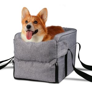 Dog Car Seat for Small Dogs, Dog Booster Seats with Safety Tethers, Pet Car Seat with Detachable and Washable, Perfect for Small Pets, Grey