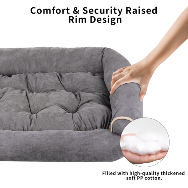Dog Bed for Large Dogs, Washable Pet Bed with Removable Cushion, Warming Calming Pet Sofa Suitable for Pets Dogs, Gray - 图片 3