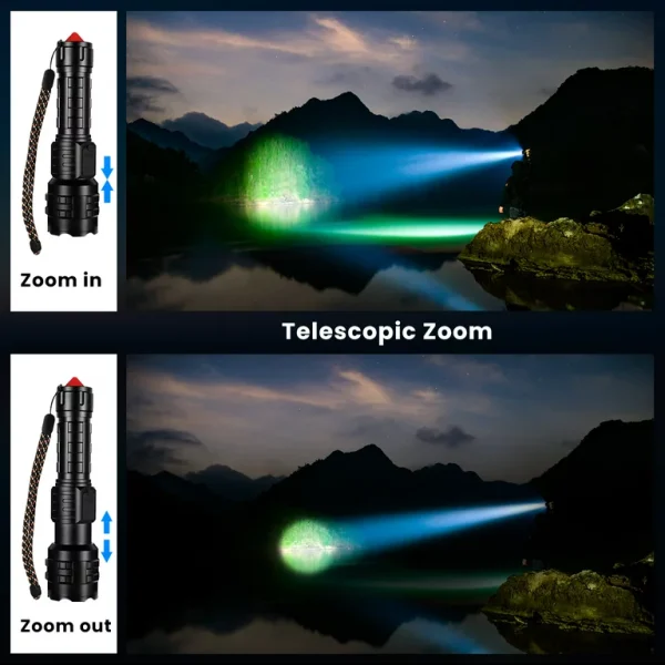 20000 Lumens Led Flashlights, XHP70 LED Flashlight with 5 Light Modes, Zoomable Handheld Flash Light for Camping Emergencies - Image 4