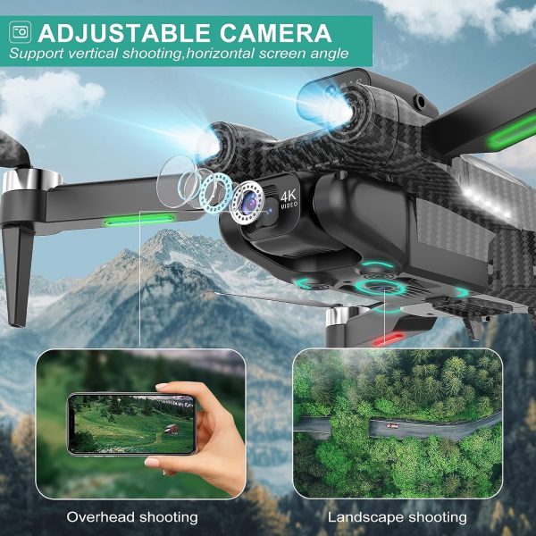 Upgrade FEBFOXS GPS Kids Drone with 4K Camera for Adults, RC Quadcopter with Auto Return, Follow Me, Brushless Motor, Circle Fly, Waypoint Fly, Altitude Hold, Headless Mode, 46 Mins Long Flight - 图片 2