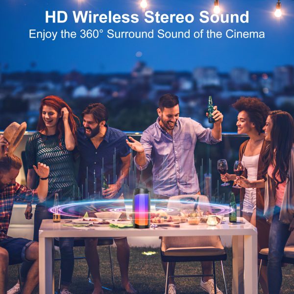 Upgrade 8-inches Mini Portable Speaker,Bluetooth 5.0 Wireless Speakers,15W Stereo Sound,TWS Pairing,Black - 图片 2