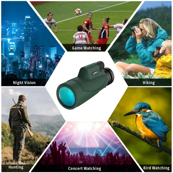 Monocular Telescope, High Powered Monocular for Adults with Smartphone Adapter & Tripod, BAK4 Prism Monocular with Clear Low Light Vision for Wildlife Hunting Camping Travelling - 图片 3