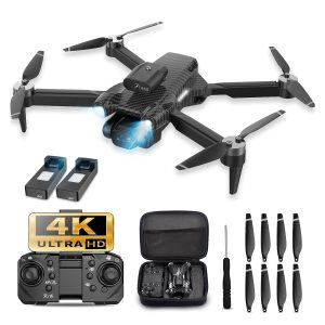 Upgrade FEBFOXS GPS Kids Drone with 4K Camera for Adults, RC Quadcopter with Auto Return, Follow Me, Brushless Motor, Circle Fly, Waypoint Fly, Altitude Hold, Headless Mode, 46 Mins Long Flight
