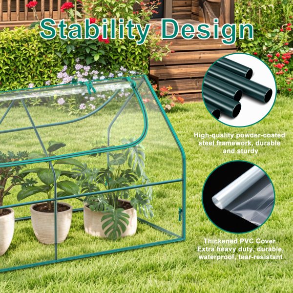 Mini Greenhouse, Portable Green House for Outdoor Indoor with PVC Cover, Roll-Up Zipper Doors, Waterproof & UV Protected for Garden Patio Backyard, 71" x 36" x 36" - Image 2