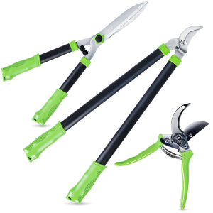 Hedge Shears & Pruners Combo Set 3PCS Garden Shears Lopper Set, Heavy Duty Tree & Shrub Care Kit for Yard, Lawn & Garden, Indoor & Outdoor Gardening