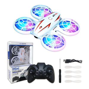FEBFOXS Mini Toy Drone for Kids, RC Drone with Remote Control LED Lights, Toy Quadcopter Drone with Three Speeds, 360 Flip, Headless Mode and Automatic Obstacle Avoidance Mode, White