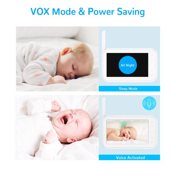 Febfoxs 1080P Baby Monitor with Camera and Audio, 4.3" LCD Display Video Baby Monitor with Pan & Tilt & Zoom Camera, Two-Way Talk, Auto Night Vision, VOX Mode, Temperature Sensor, No Wifi - 图片 3