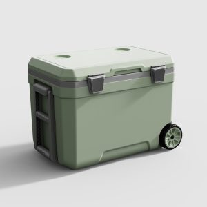 45 Quart Ice Chest Cooler, Portable Camping Coolers with Wheels, Handle and 2 Cup Holder, Insulated Leak-Proof Wheeled Cooler Travel Box for Beach, Camping, Tailgating, Sports