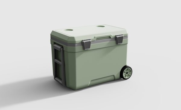 45 Quart Ice Chest Cooler, Portable Camping Coolers with Wheels, Handle and 2 Cup Holder, Insulated Leak-Proof Wheeled Cooler Travel Box for Beach, Camping, Tailgating, Sports