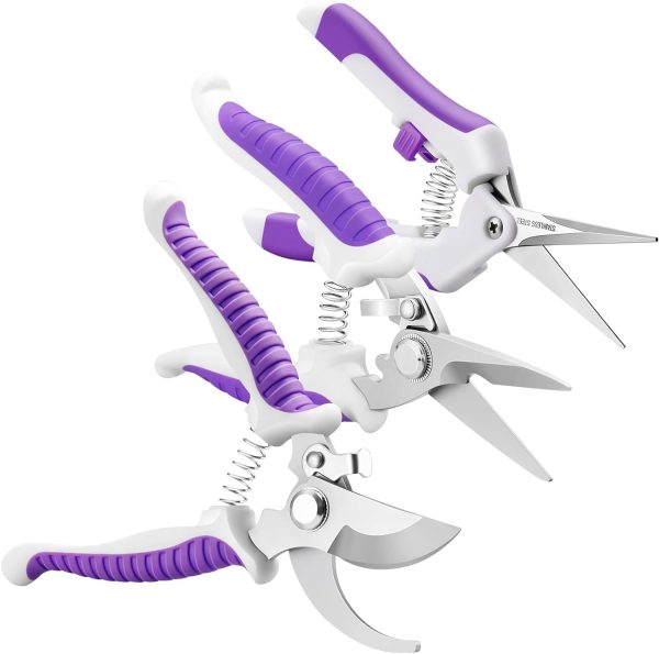 Garden Pruning Shears Stainless Steel Blades, Handheld Scissors Set with Gardening Gloves,Heavy Duty Garden Bypass Pruning Shears,Tree Trimmers Secateurs, Hand Pruner