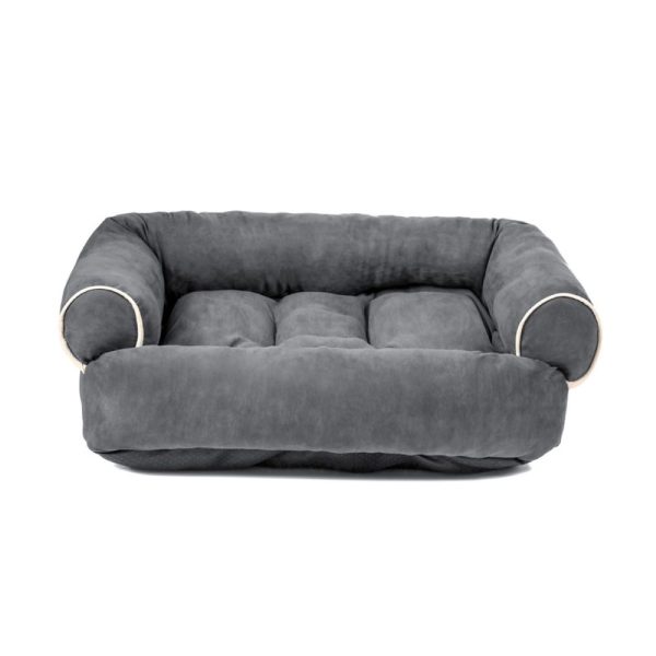 Dog Bed for Large Dogs, Washable Pet Bed with Removable Cushion, Warming Calming Pet Sofa Suitable for Pets Dogs, Gray