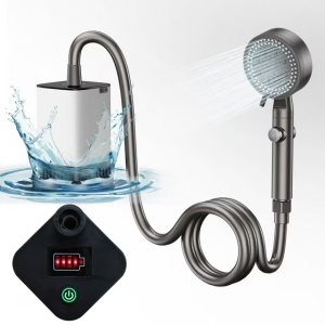 SUNOYAR Portable Camping Shower, 5200mAh Rechargeable Portable Shower Pump with Dry-Run Prevention & 6 Modes for Camping, Hiking, Travel, Beach, Washing, Pet Bath