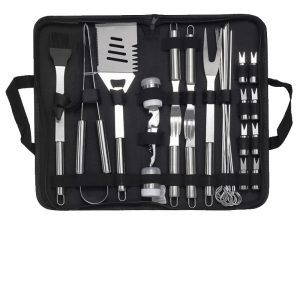 29PCS BBQ Grilling Accessories, Grill Tools for Outdoor Grill, Heavy Duty Stainless Steel Grill Set with Aluminum Case and Apron, Christmas BBQ Gifts for Men, Women